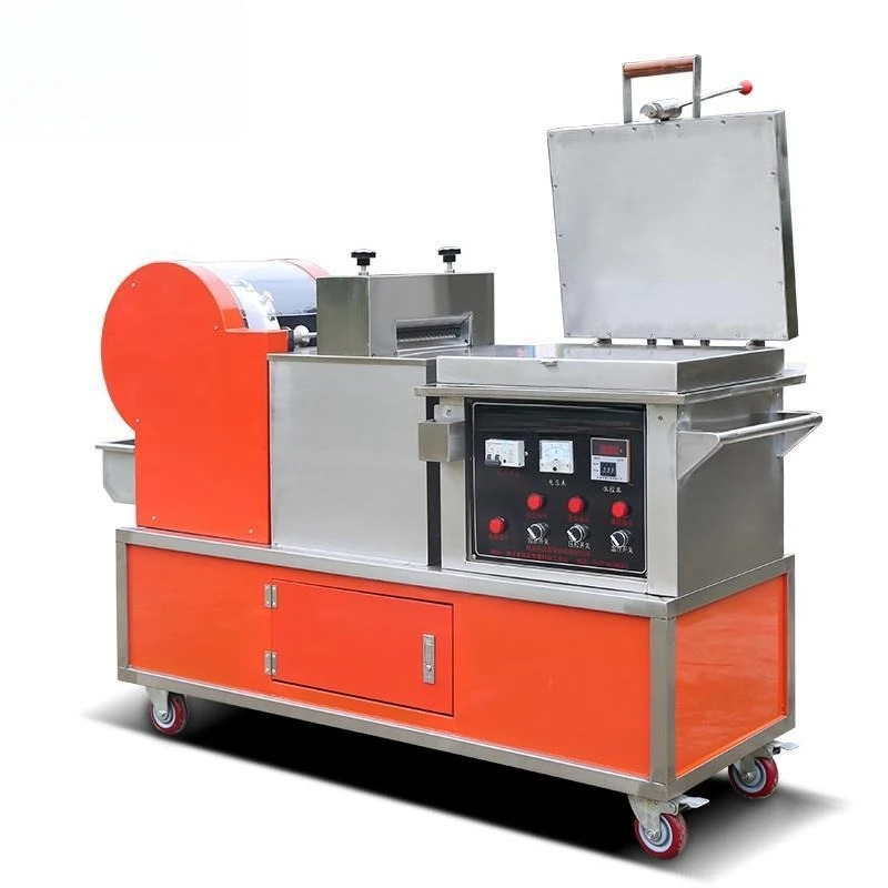 Commercial grilled squid shredding machine, squid fillets are pressed loose and drawn, and they are now sold and sold.