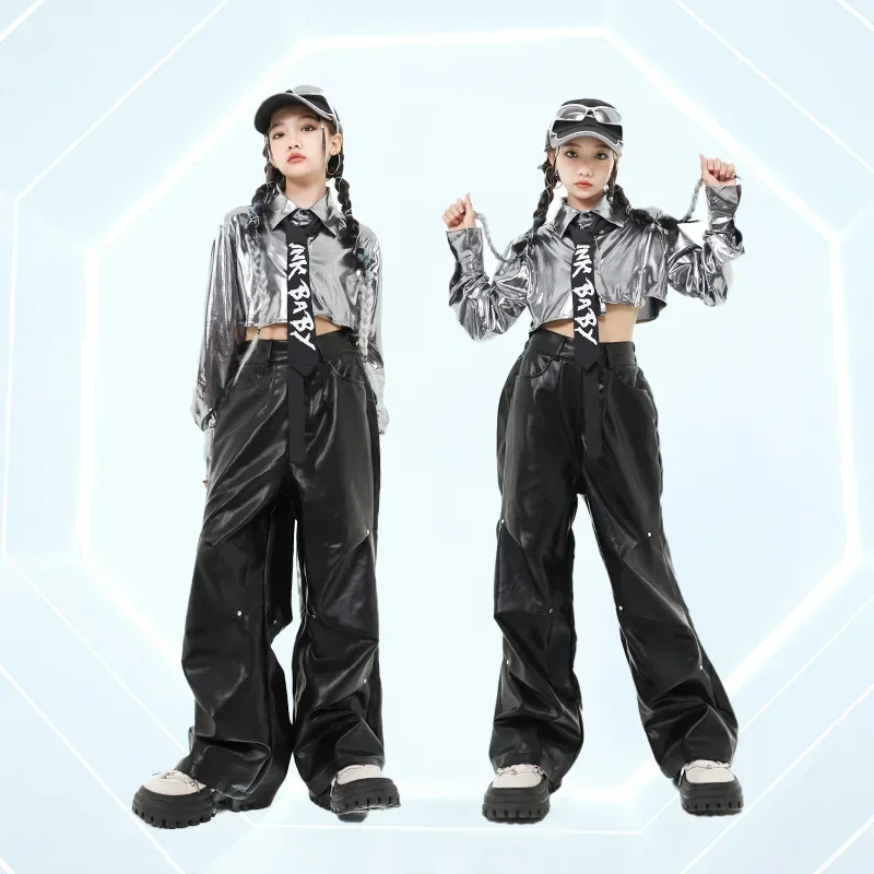Kind Jazz K-pop Kostüm Hip Hop Kinder Pailletten Quasten Crop Top Cargo Hosen Rock Mädchen Street Dance Shorts streetwear