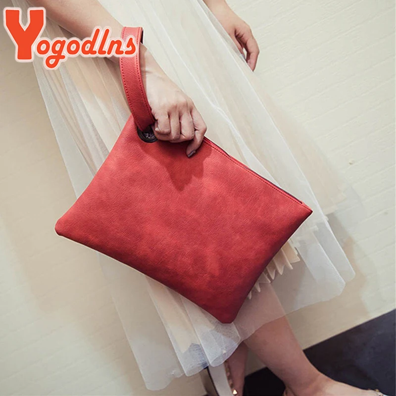 Yogodlns Fashion solid women\'s clutch bag leather women envelope bag clutch evening bag female Clutches Handbag free shipping