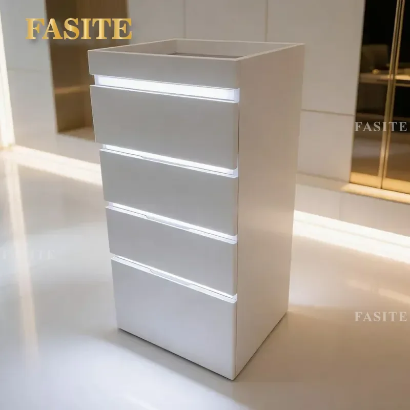 For Barber Shop Tool Cabinet Hair Solid Wood Storage with Light High-end Multi-layer Shelf Professional Organizer