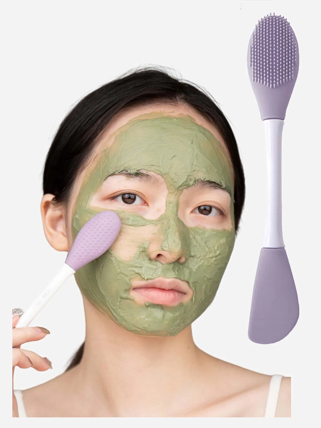 فرشاة قناع وجه مزدوجة من السيليكون ، فرشاة تنظيف الوجه ، مدلك الوجه ، مكشطة الطين ، أدوات التجميل ، العناية بالبشرة ، 1: