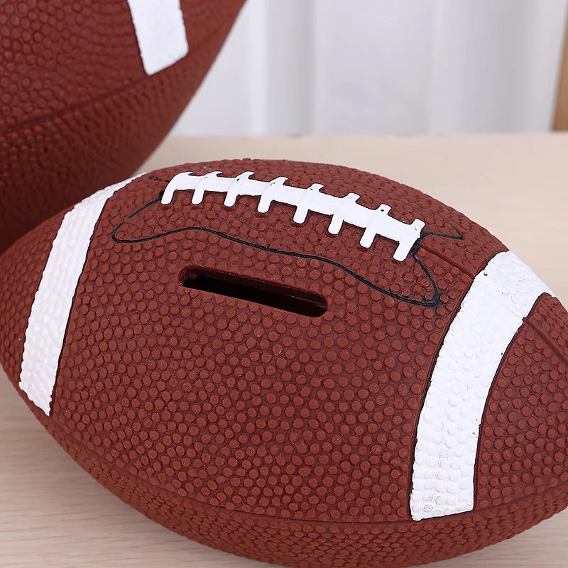 Jumbo Rugby Ball Money Box, Soft Rubber Coin Bank for Kids, Rugby Fan Gift Savings Jar, Sports Present for Boys Girls