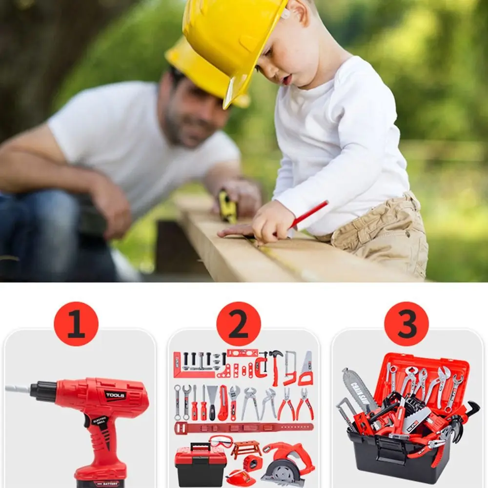 38/39/41/42/55 pçs conjunto de caixa de ferramentas vermelha fingir jogar brinquedos cosplay educação precoce ferramentas de reparo brinquedo plástico pais-interativo