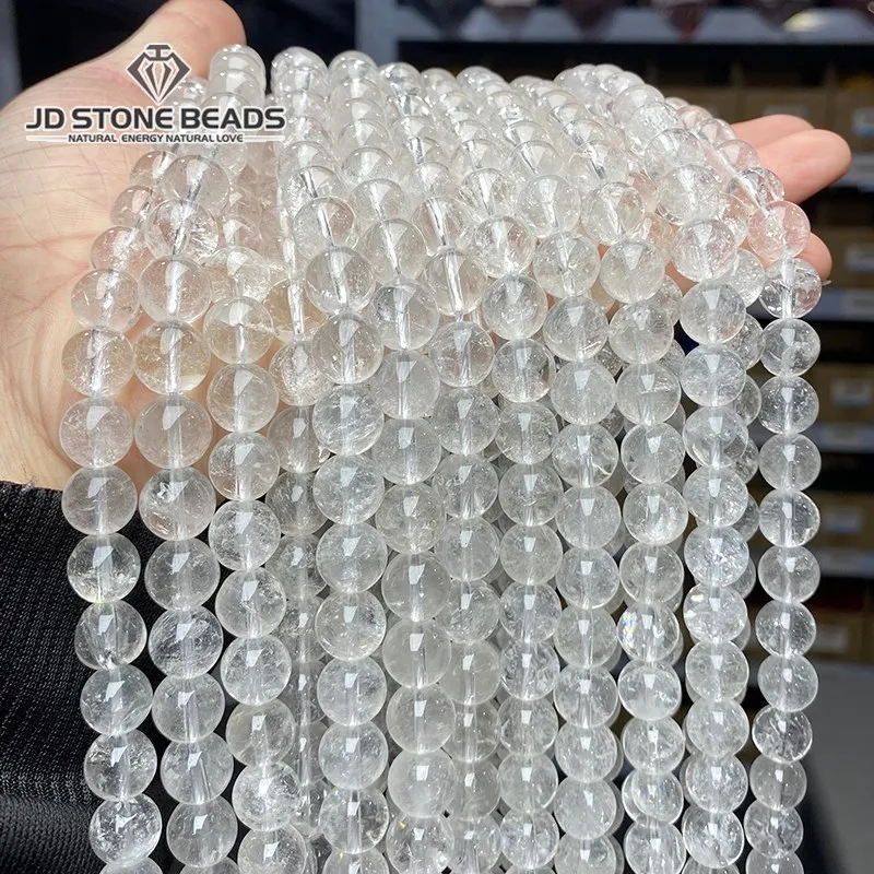 3A Natural Rock Quartz Beads Round Loose Spacer Flaws White Crystal For Jewelry Making Bracelet Necklace Diy Accessory Findings