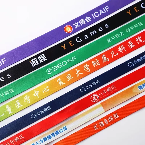 Imagen 2 del producto 50 unids/lote cordón impreso personalizado para llaves Logo diseño personalizado insignia titular y tarjetas de personal