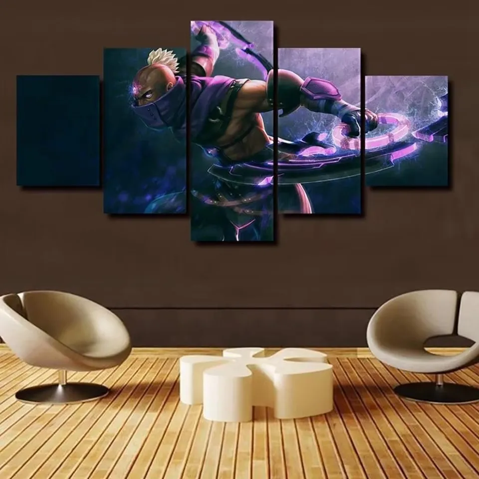 5 Panel Dota 2 Game Pictures Accessories Modern Wall Art Home Decor Posters Canvas HD Prints Oil Paintings Living Room Bedroom