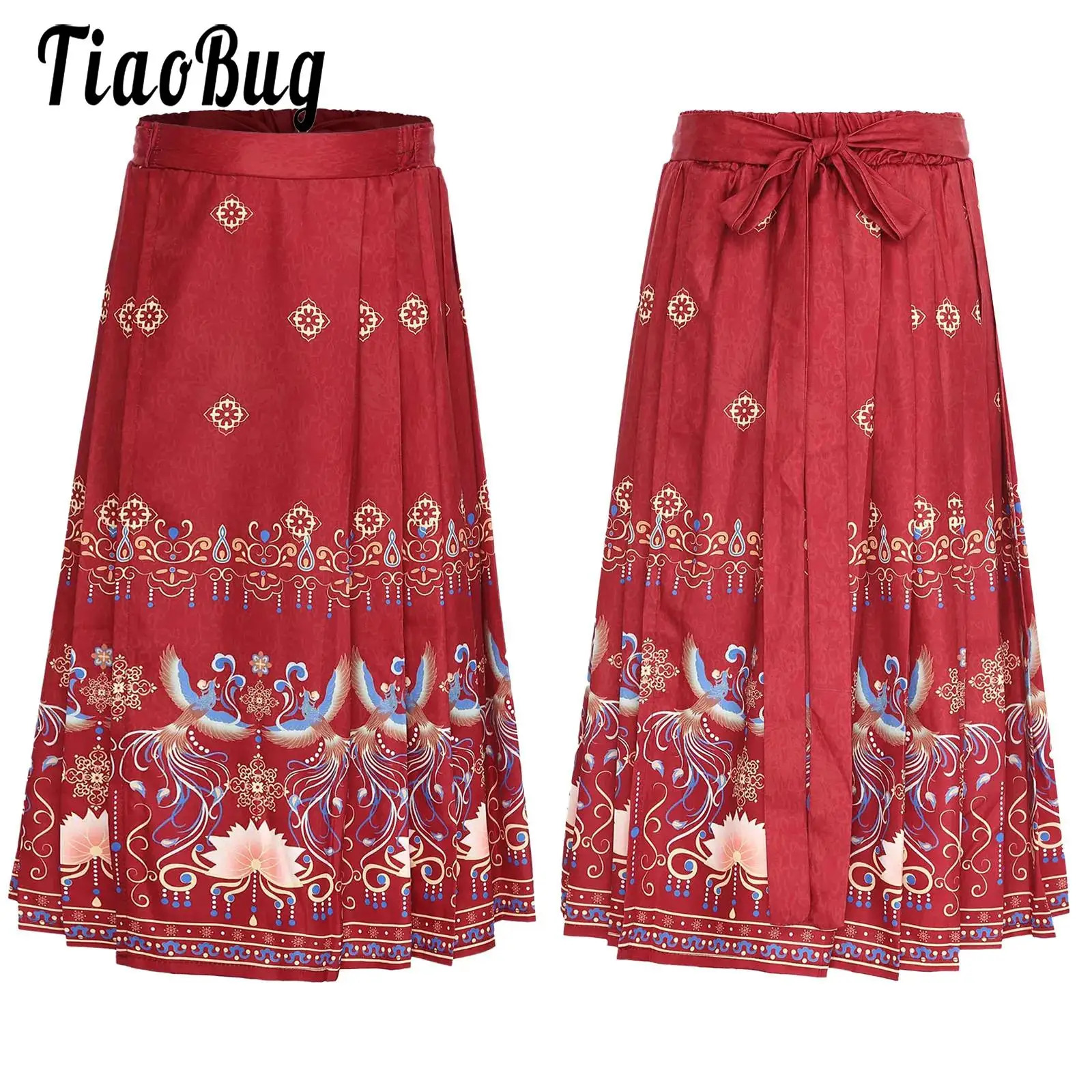 

Chinese Mamianqun Skirts for Girls Hanfu Horse Face Skirts Chinese Traditional Costume Pleated Maxi Skirts Party Daily Wear