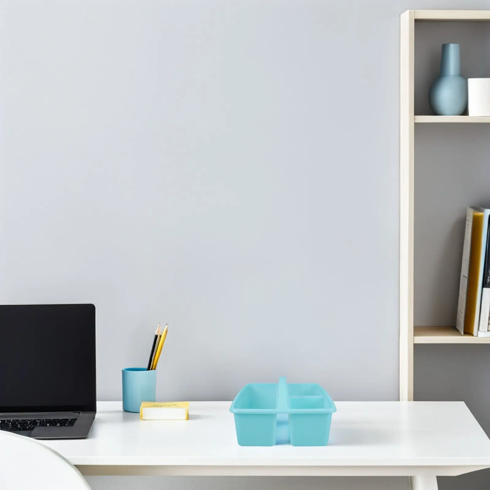 

Classroom Storage Organizer Basket with Compartments for Art Supplies Stationery Pencils Paint Brushes Portable School Desk