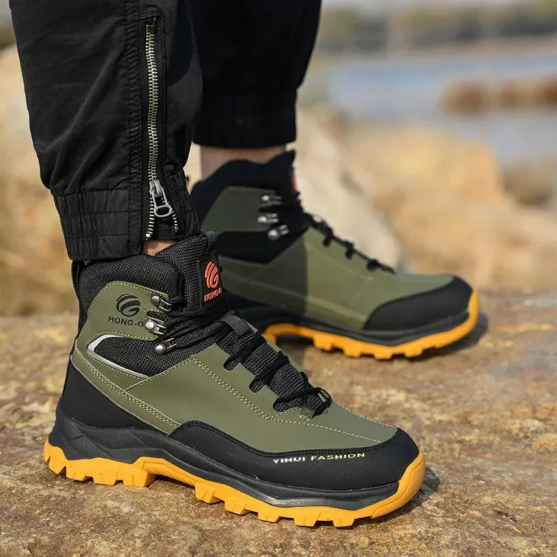 Rotary Buckle Steel Toe Safety Boots Men Anti Smash Puncture Proof Indestructible Work Shoes Protective Footwear Size 38 47