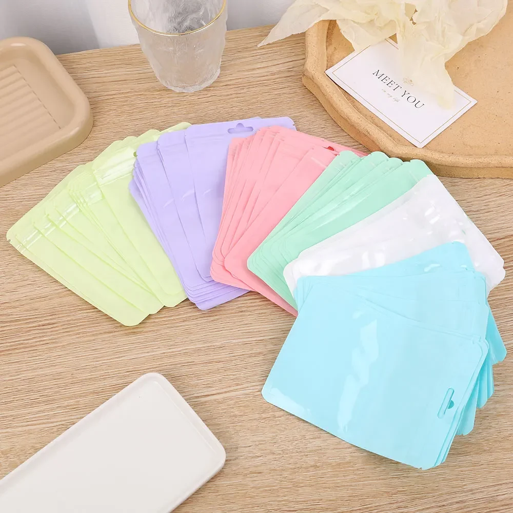 10-50pcs Colorful Zip Bags Candy Colors Pouches Reclosable Jewelry Cookie Food Storage Bag Zipper Bags Clear Gift Packaging Case