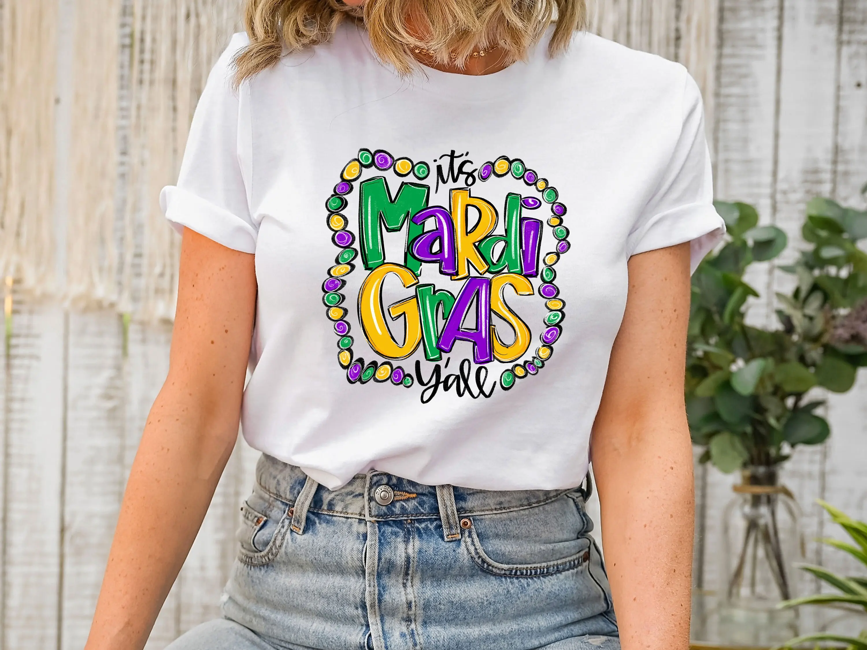 It'S Mardi Gras Y'All T Shirt Beaded Festival Carnival Saints New Orleans Louisiana Parade