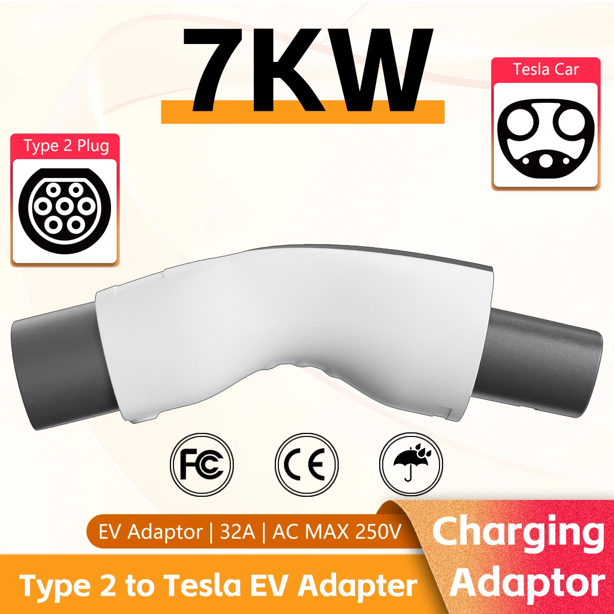 

Unirise Type2 to Tesla Adapter AC 7.2KW Fit for Type2 EV Charger Fit for TPC NACS Model S/X/3 Type2 to Tesla Adapter
