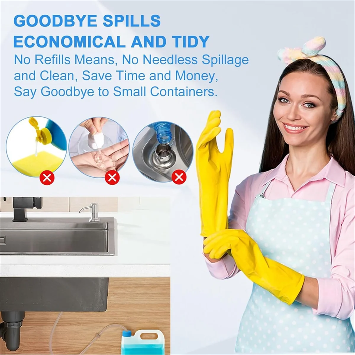 High-end Soap Dispenser Extension Tube Kit for Kitchen Sink, 47Inch Under Sink Soap Dispenser Tube with Upgraded Check Valve