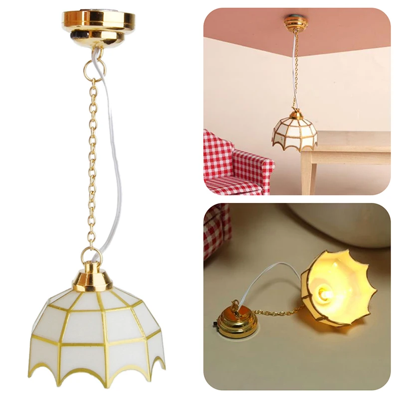 1:12 Dollhouse Mini Chandelier Ceiling Lamp LED Lamp Wall Lamp Doll Decor Toy