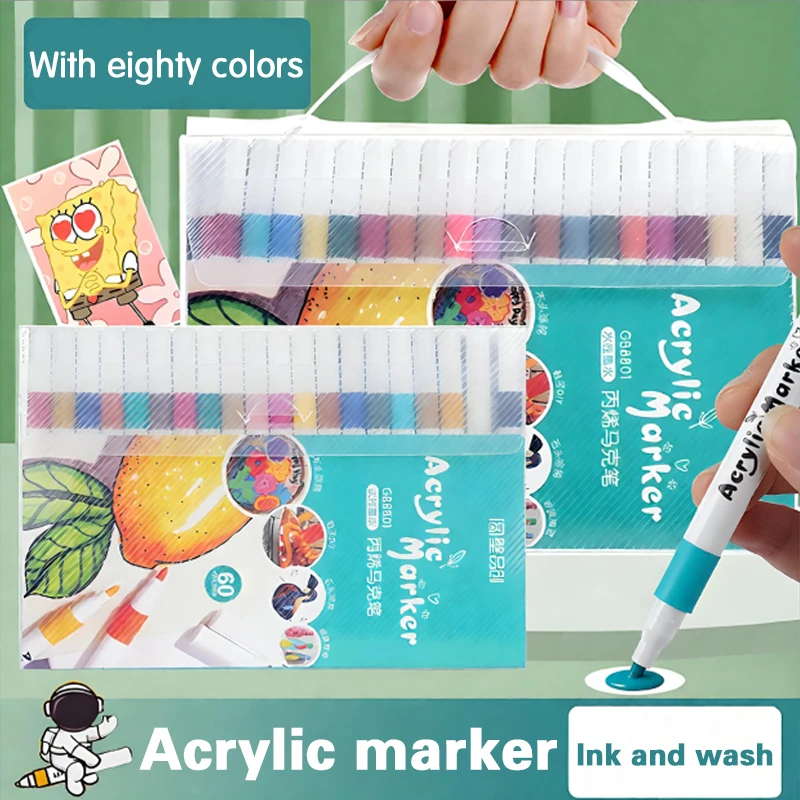 12-80 Colors Acrylic Paint Art Marker Pen DIY Hand Drawn Painting Drawing For Card Ceramic Stone Mug Glass Fabric Clothes Shoes