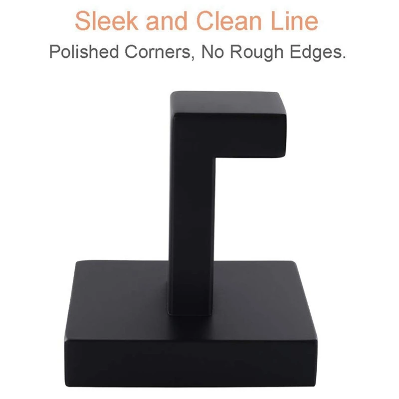 ตะขอแขวนผ้าขนหนูสีดำด้านจำนวน2แพ็คทำจากสแตนเลสกันสนิมสำหรับห้องน้ำราวแขวนผ้าเช็ดตัวติดผนังห้องครัวทรงสี่เหลี่ยม