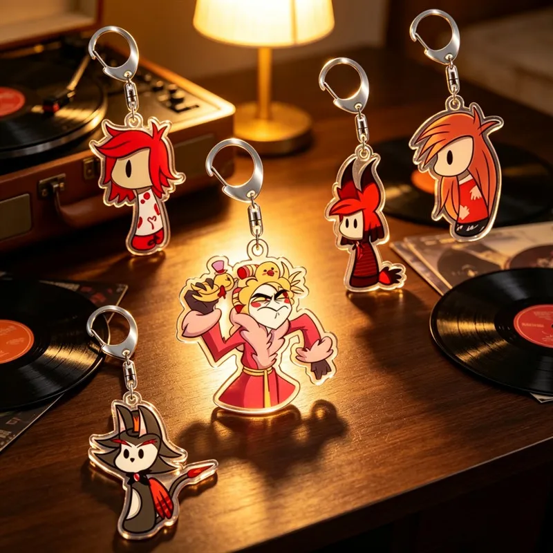 Keychain for Hazbin Hotel  Vaggie Alastor Husk  Homemade Acrylic Keychain Pendant Bag Charms Game Anime Collection Toy Gift 5cm