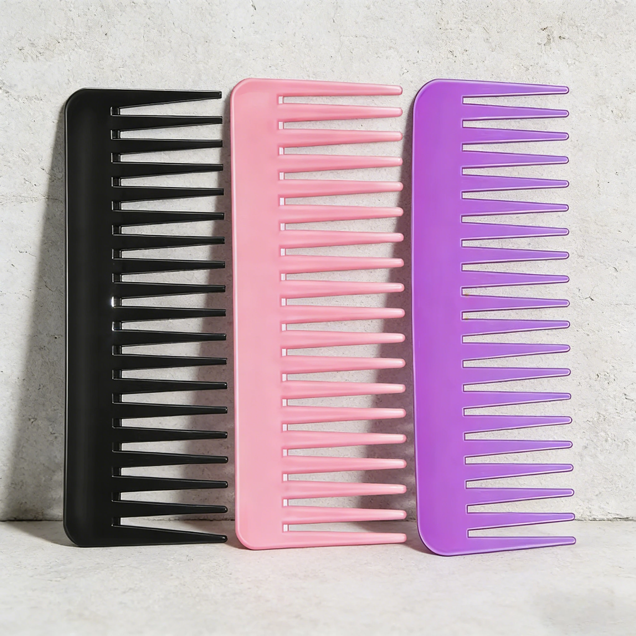 Three piece wide toothed comb set, handleless wide toothed comb, unties hair tangles, gentle styling, suitable for thick hair