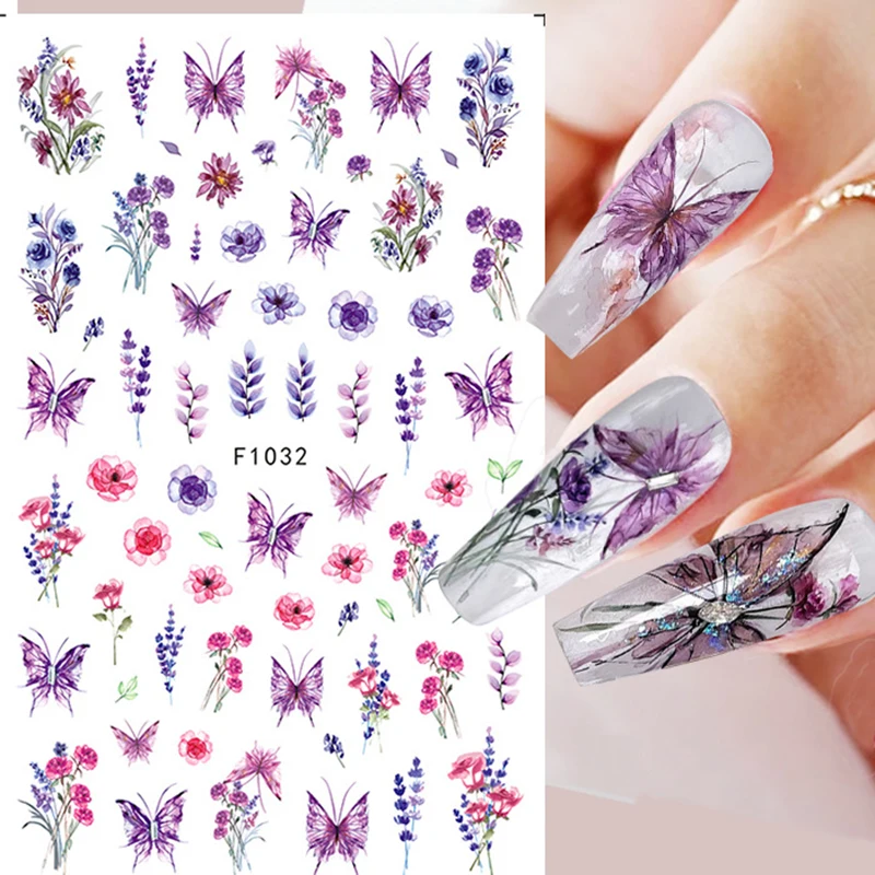 3d Nail Art Stickers Roze Vlinder Tulpen Bloemen Zelfklevende Sliders Nagel Stickers Decoratie Voor Nagel Tips Schoonheid