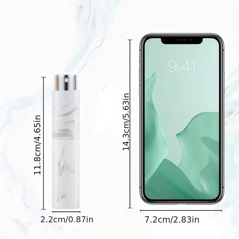 Picture 6: Marble Pattern Rotating 10ml Perfume Spray Bottle Set, Refillable Mini Travel-Sized Empty Cologne Sprayer, Portable Spray Bottle for Men and Women