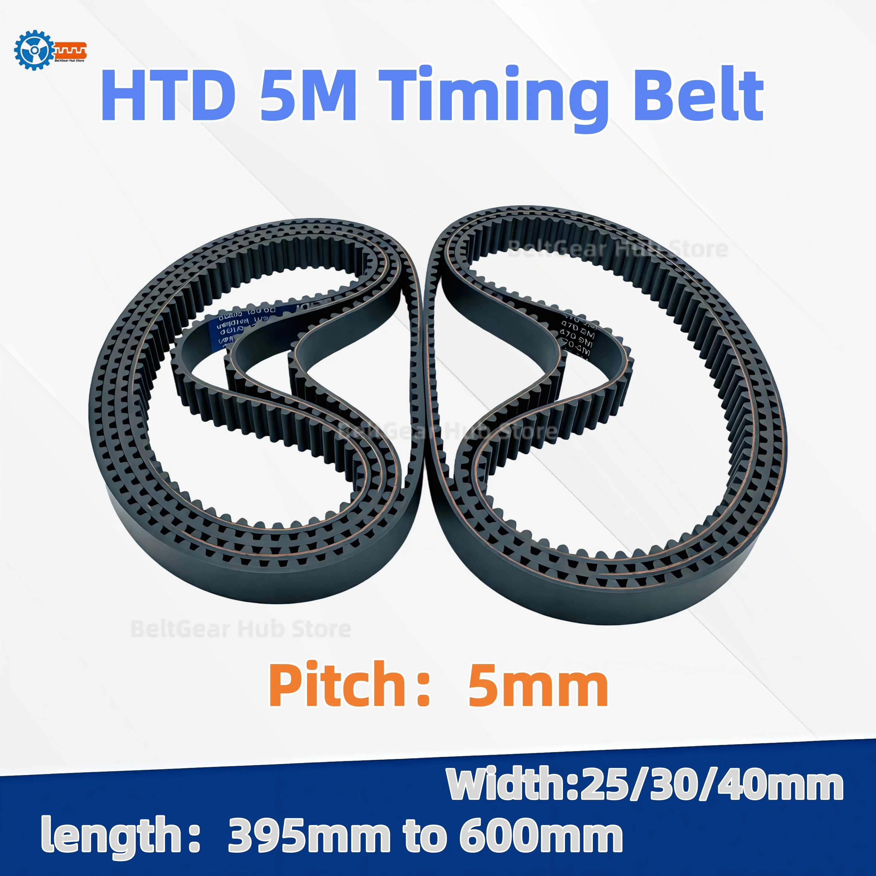 HTD5M Timing Belt 395-5M 425 465 500 510 520 525 530 540 590-5M To 600-5M Width 25 30 40MM HTD 5M Synchronous Belt CNC/3D Parts
