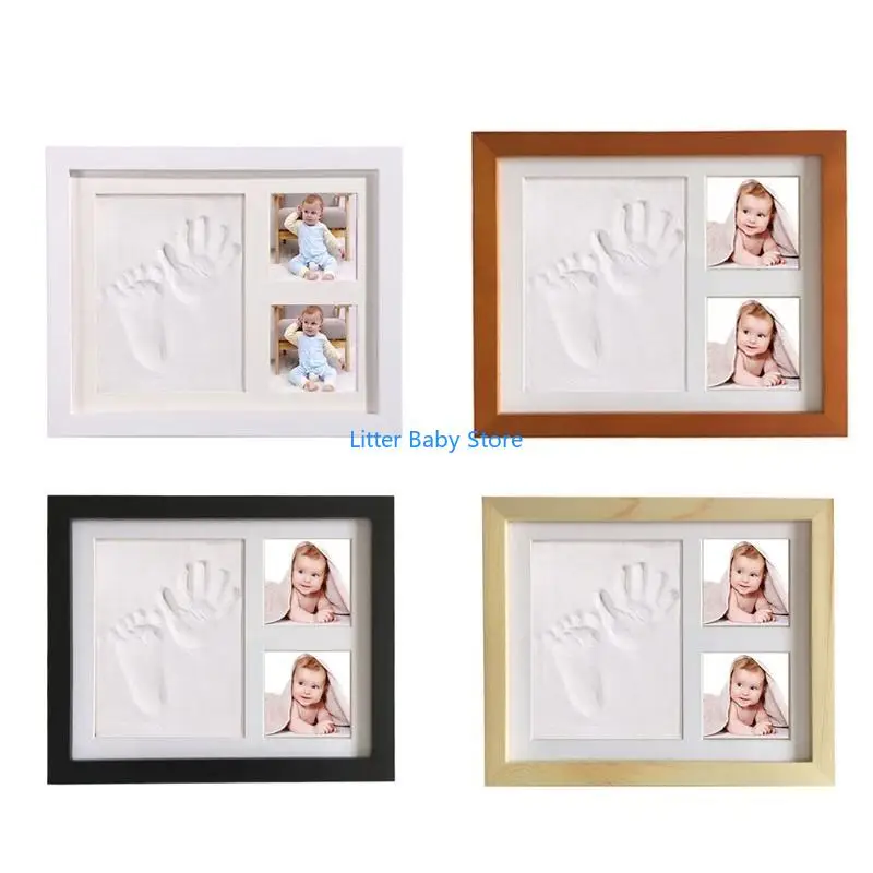 N80C الوليد الرضع بصمة بصمة الخشب إطار الصورة صور الحلي عيد ميلاد الطفل تذكار دش هدية #4
