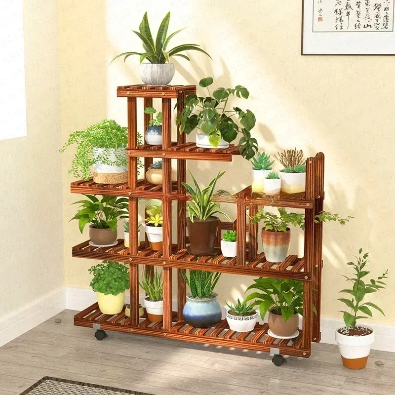 Último um rack de flores de madeira prateleiras de suporte de plantas prateleira de exibição de bonsai quintal interno jardim pátio varanda suportes de flores prateleiras de plantas