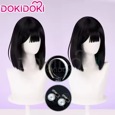 IN STOCK SUA Wig Anime Cosplay Wig DokiDoki Women 35cm Black Short Hair SUA Cosplay Ear Clips Heat Resiatant Hair Free Wig Cap