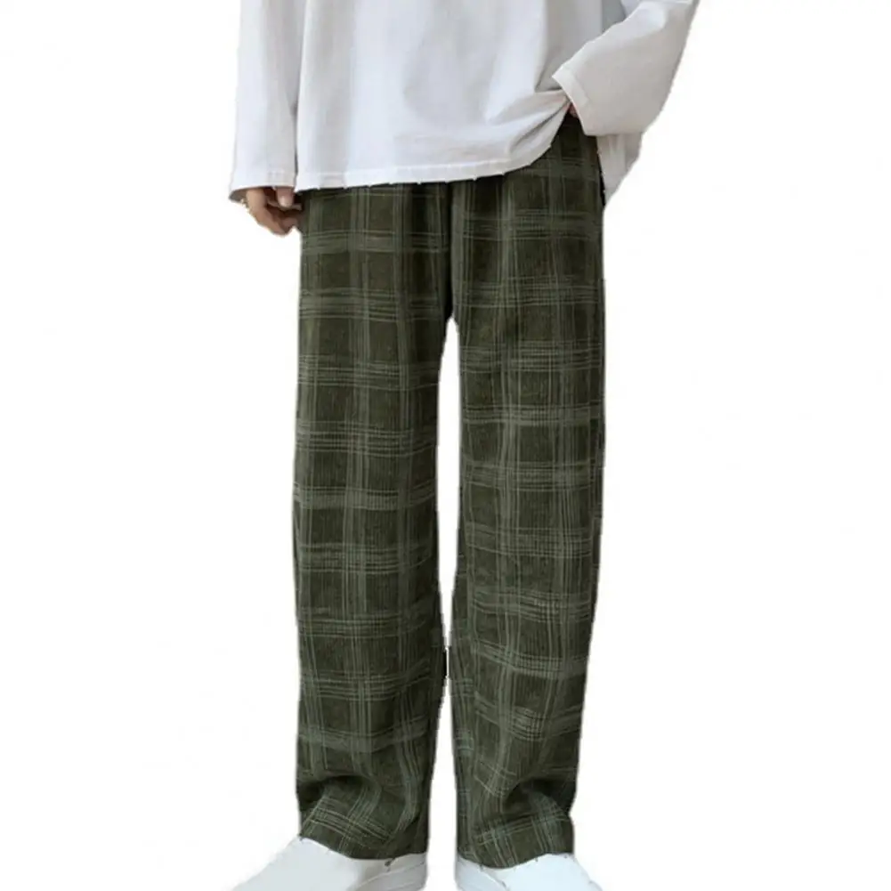 Celana kotak-kotak pria/wanita, bawahan lurus kasual S-3XL untuk Hip hop Harajuku musim panas/dingin