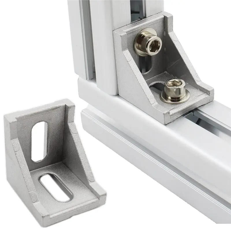 EYFL-50Pcs 4040 Corner Brackets Silver Aluminum 40X40 Corner Fitting Angle Aluminum L Connector Bracket view 4