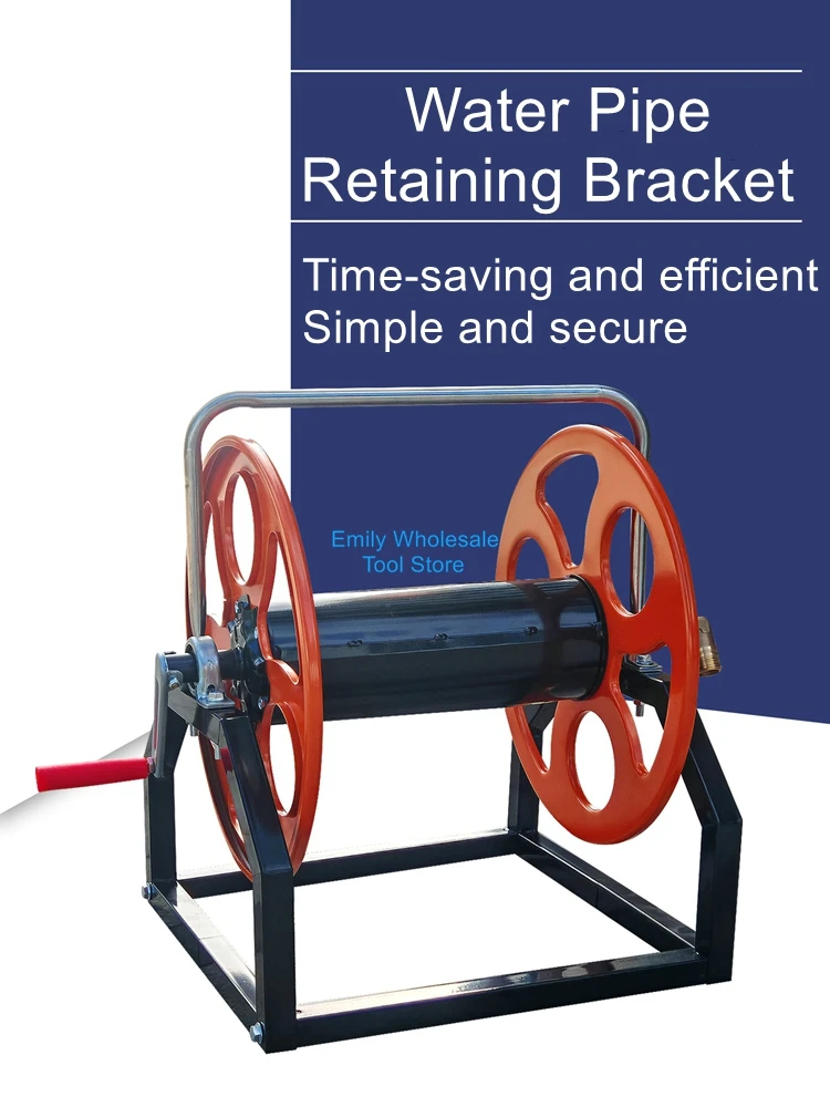 

Hose Reel Stand with Storage, Thickened Iron Frame, Anti-Kink Cable Management, Network Cable Reel Holder