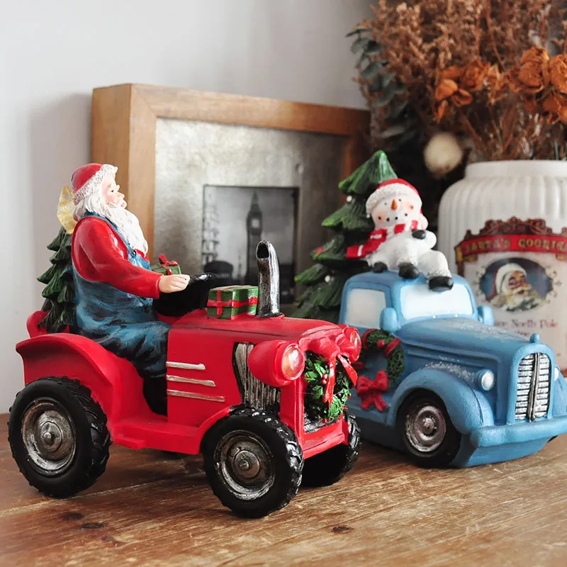 

Декор для вечеринки, украшение для рождественской сцены, ручная роспись, светящийся грузовик, фигурки Санта-Снеговика, украшение для дома, подарок