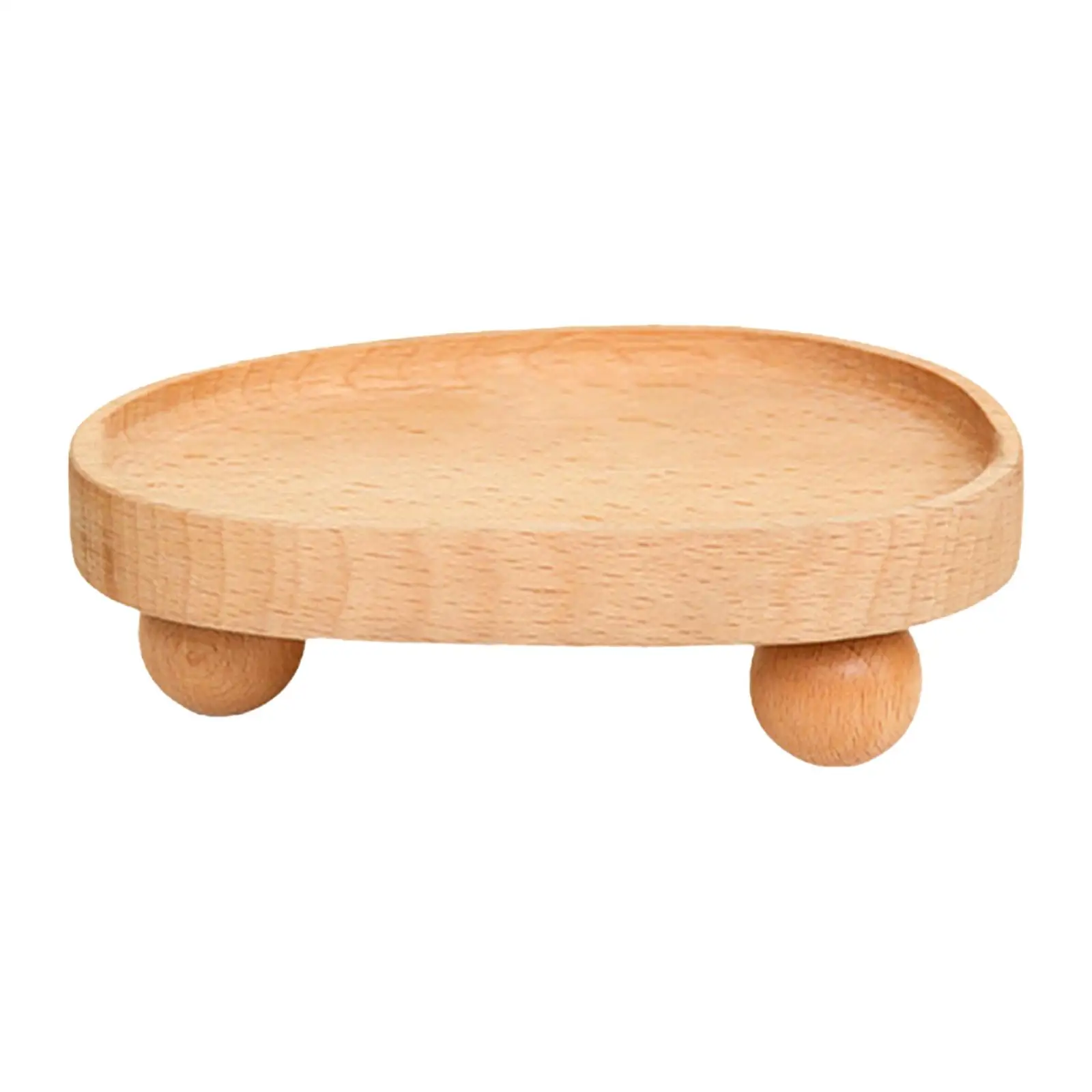 

Pedestal Stand Jewelry Display Holder Plate Platter Plants Wooden Riser Tray