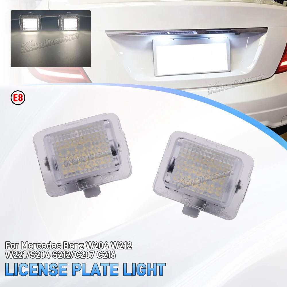 2 Stück Fehlerfreie LED-Kennzeichenbeleuchtung für Mercedes Benz W204 W212 C207 C216 W221 2007-2011 T10 Kennzeichenleuchten – Detail 7