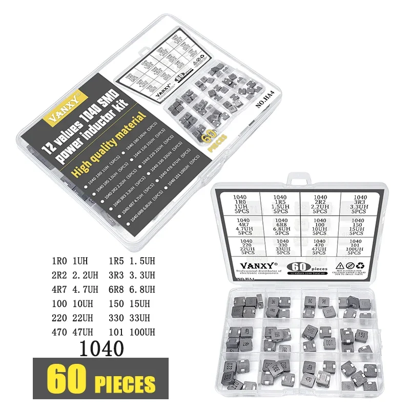 12 values kit Power Inductor 1040 1UH 1.5UH 2.2UH 3.3UH 4.7UH 6.8UH 10UH 15UH 22UH 33UH 47UH 100UH 1R0 1R5 2R2 3R3 4R7 10*10*4MM