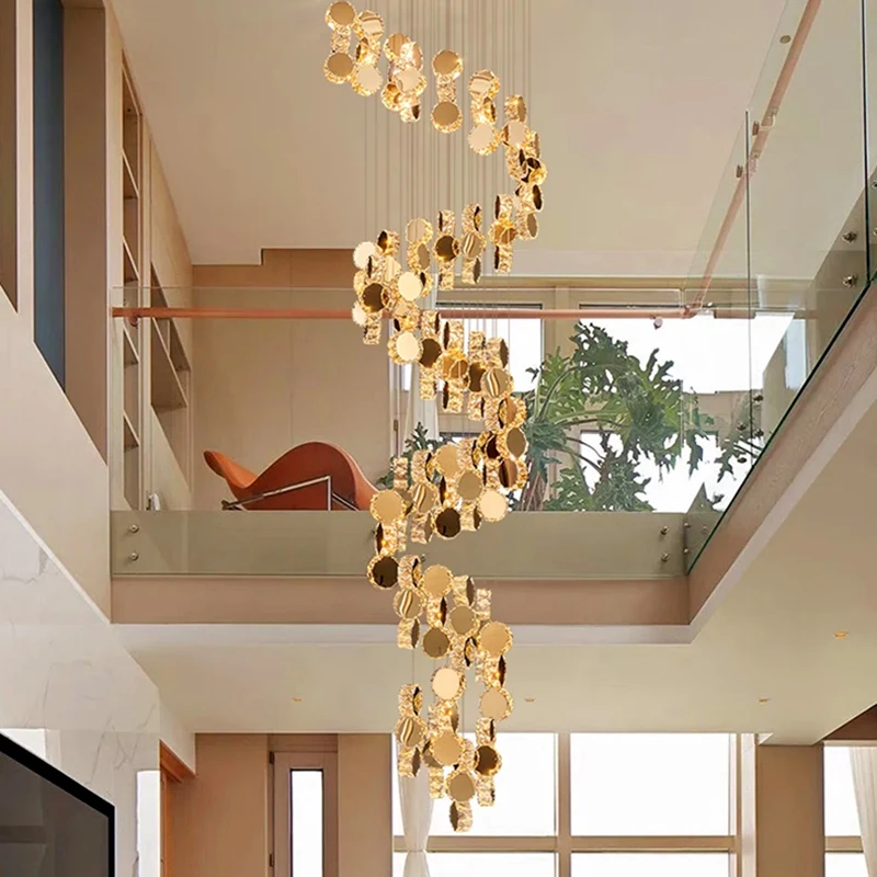 Imagem -03 - Modern Crystal Chandelier For Home Decoration Stair Pendant Lamp Living Room Pendant Lights Iluminação Interior