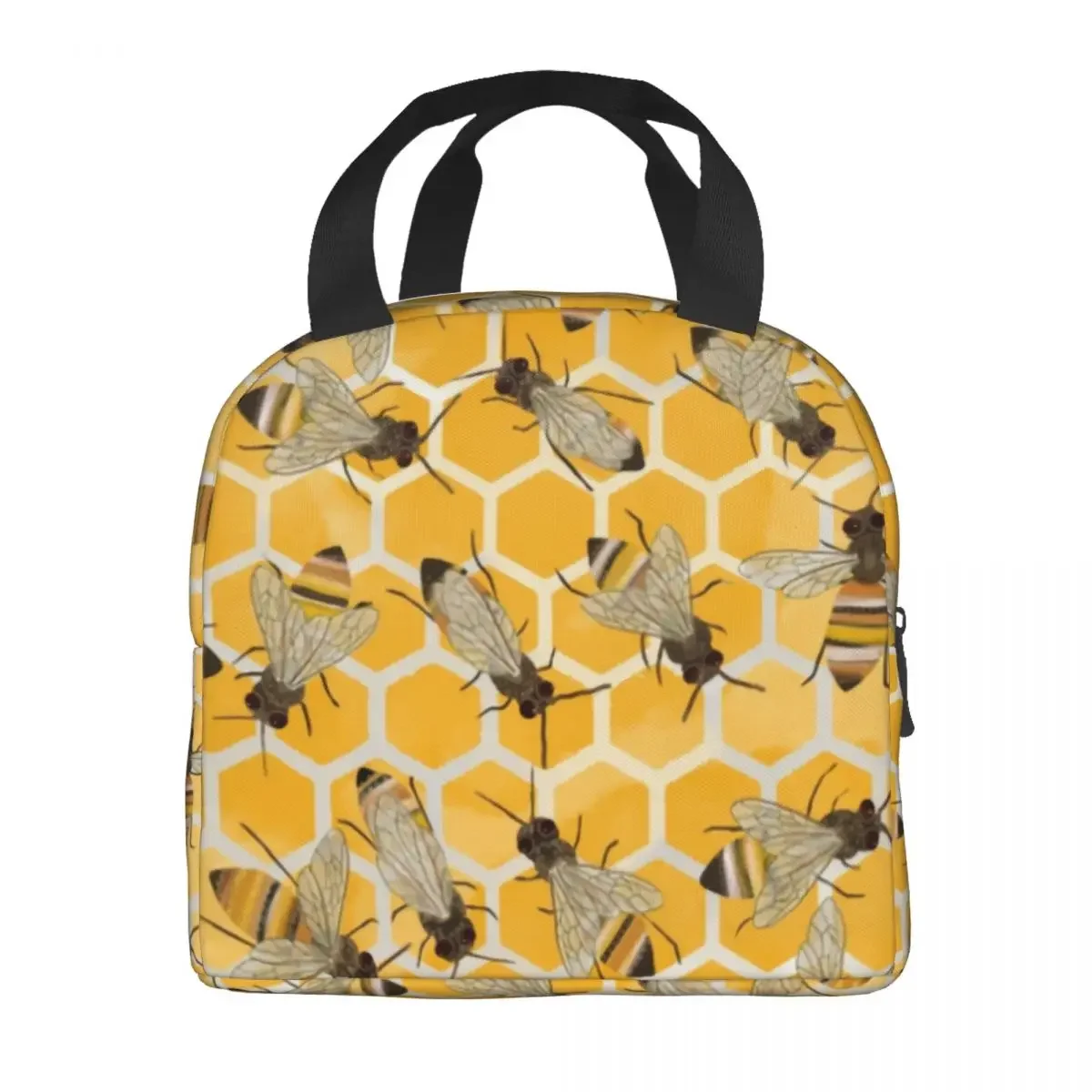 Custom Bees On Honeycomb Lunch Bag Men Women Cooler Thermal Insulated Lunch Box for Children School