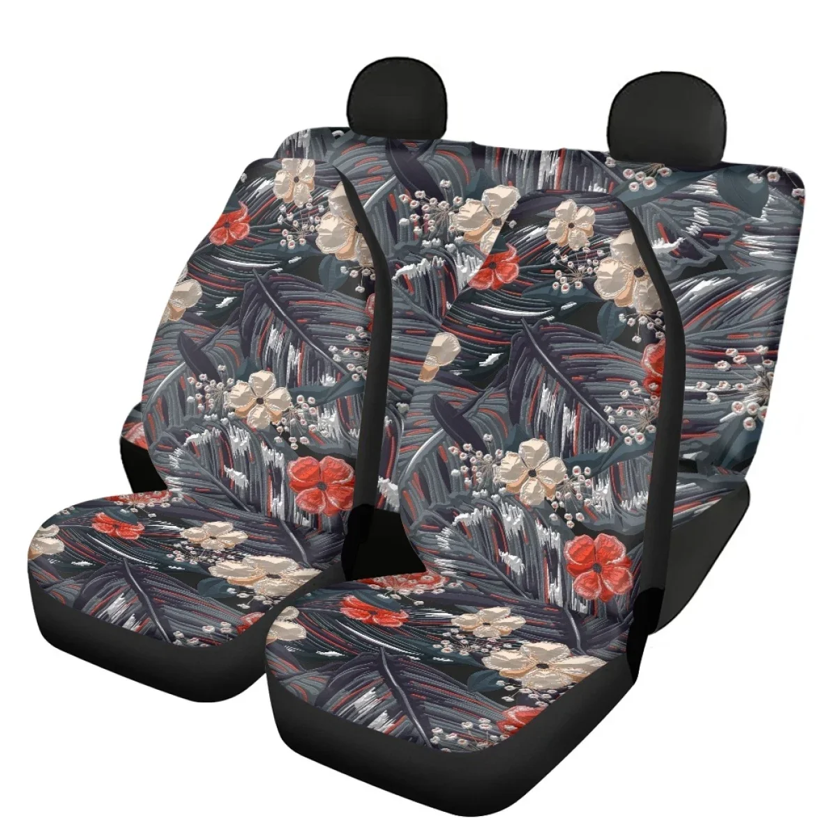

Set of 4 Car Seat Covers Hibiscus Floral Style General Front&Rear Vehicle Seat Cover Breathable Nonslip Automobile Seat Covers