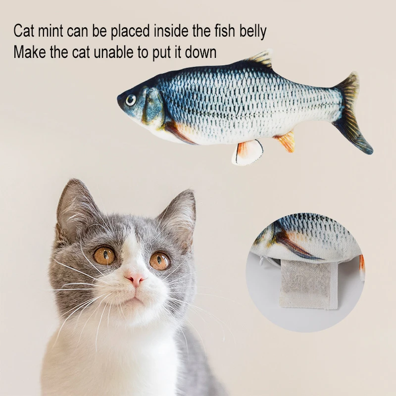 Brinquedo de pelúcia recheado para gato, Interativo Pet Chew Toy, Travesseiro de entretenimento de treinamento, 20cm, Peixe Simulação