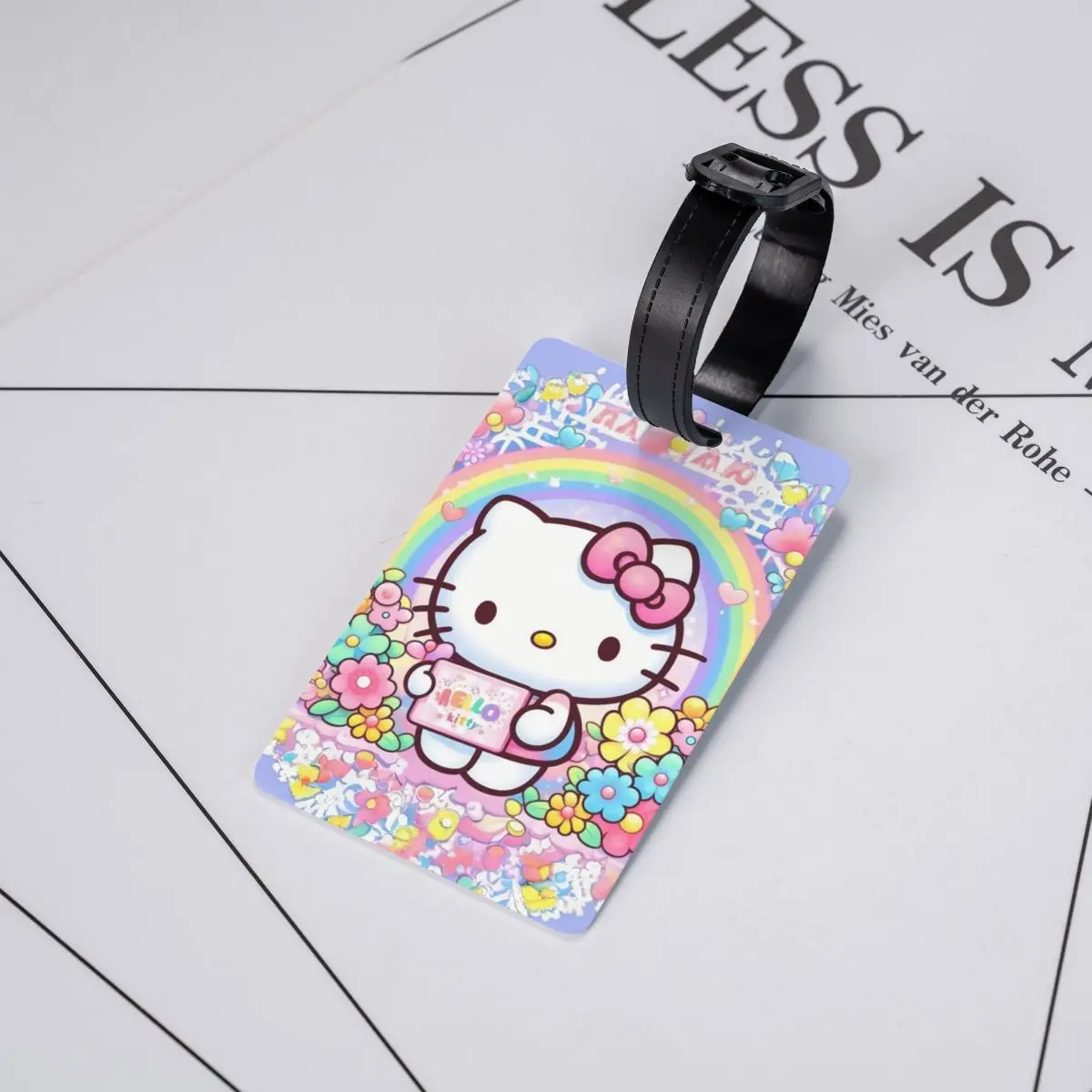 Benutzerdefinierte süße Cartoon-Katze Hello Kitty Gepäckanhänger mit Namenskarte, Sichtschutz, ID-Etikett für Reisetasche, Koffer