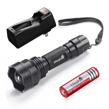 UltraFire UF-1505 전술 사냥 손전등 800LM 휴대용 토치 Zoomable 5 모드 야외 방수 랜턴 공격 헤드 