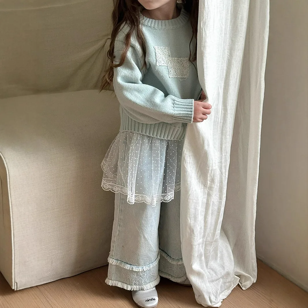 

2025 Little Girl Children's Lace and Lace Layering Artifact Fart Curtain Korean Version Versatile Half Skirt Fart Curtain