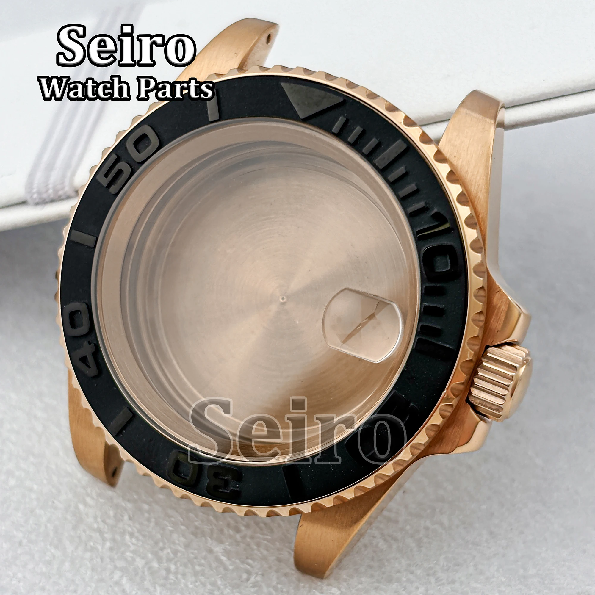 40MM Watch Case NH35 Stainless Steel PVD Black Rose Gold Sapphire Glass 100M Waterproof MOD Parts for Yacht NH34 NH36 Movement