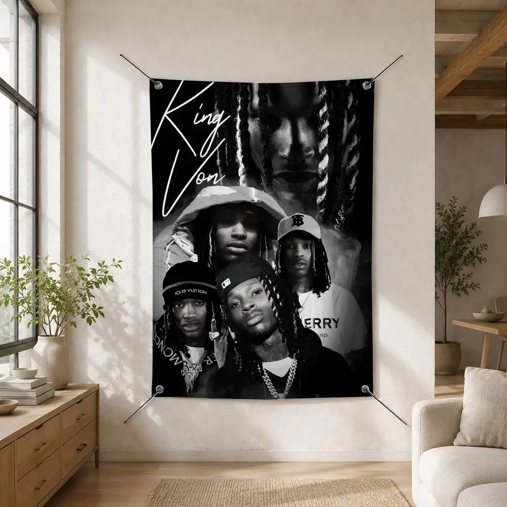 K-King Von Rapper Flags Custom Camping Outdoor Garden Room Bedroom Decor Party Backdrops Wall Art Family Gifts