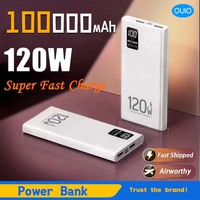 100000mAh High Capacity Power Bank 120W PD22.5W Super Fast Charging PowerBank Portable Battery Charger For iPhone Samsung Xiaomi