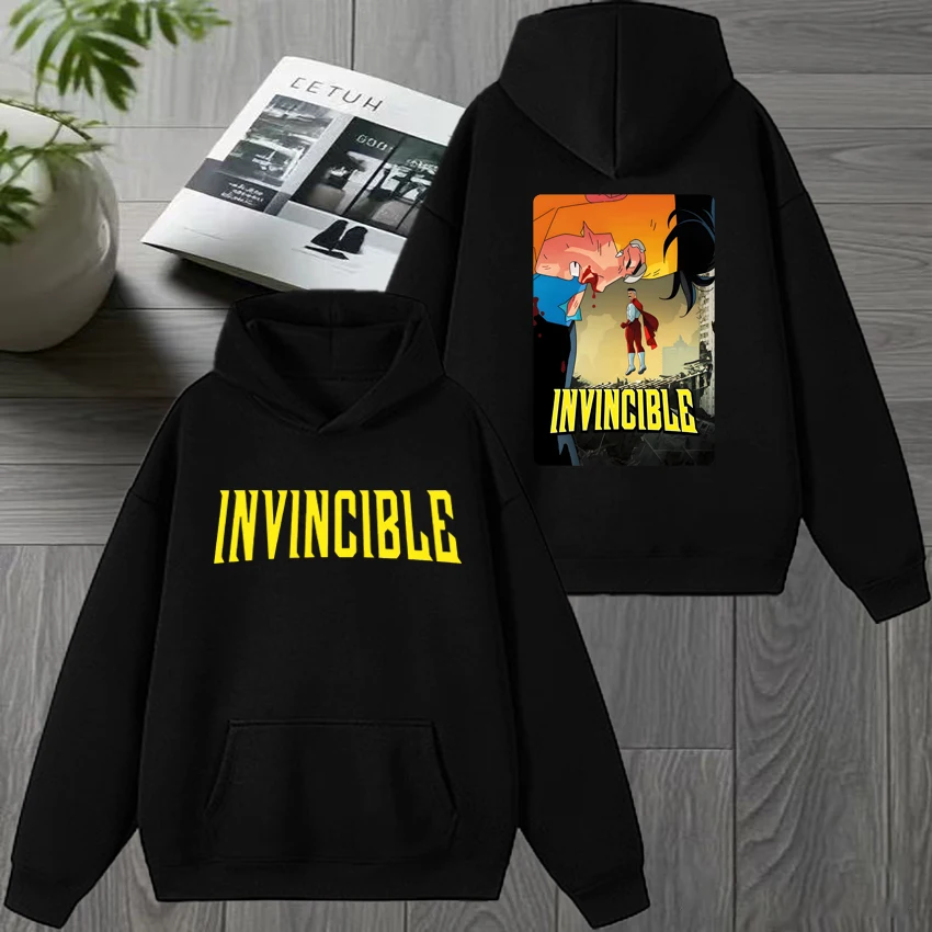 

2026 New in invincible harajuku Double Sided printed Fleece Sweatshirt Men women Cartoon Winter pullovers Unisex Casual Hoodie