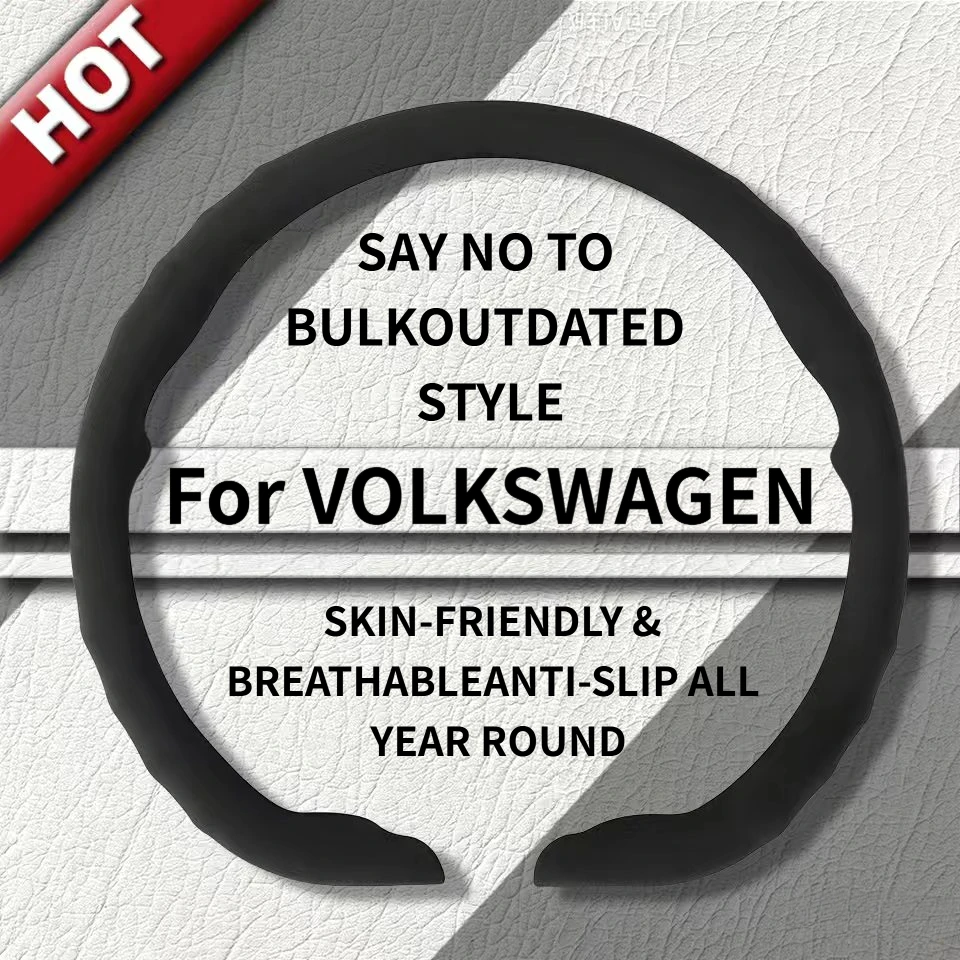 Auto Interior Ultra‑Thin Nappa Leather Steering Wheel Protective Cover For VW Polo Touareg ID.3 37‑38cm Car Steering Cover