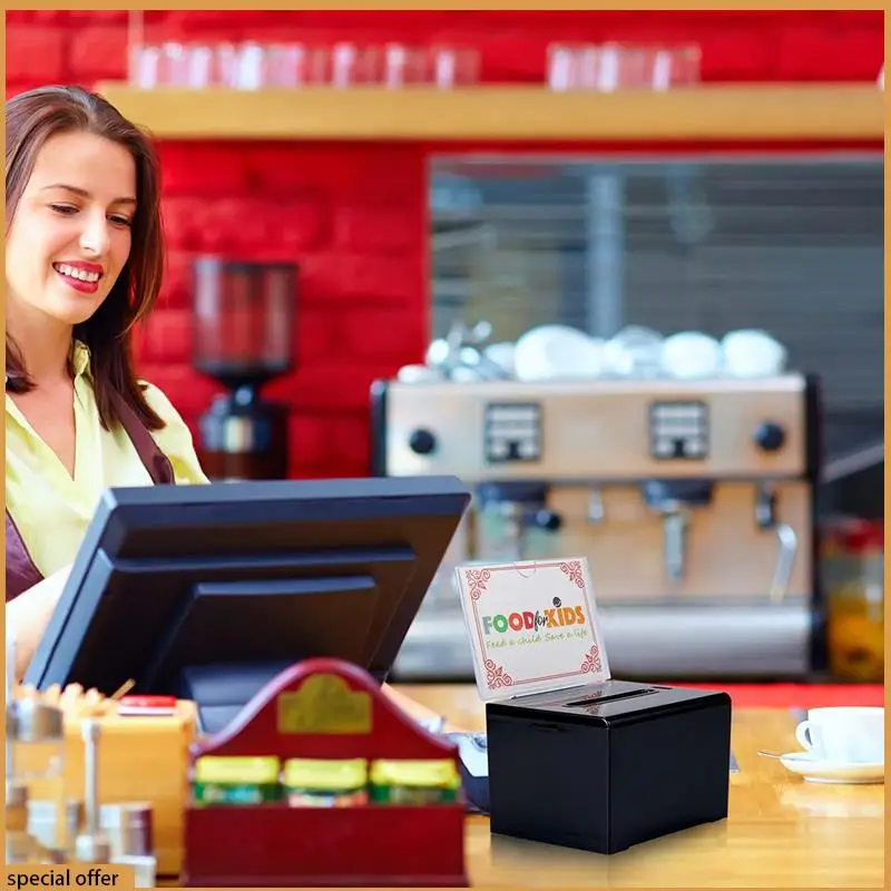 A68Z Donation Box With Lock - Acrylic Suggestion Box With Slot, Ballot Lock Box With Sign Holder For Raffle, Voting