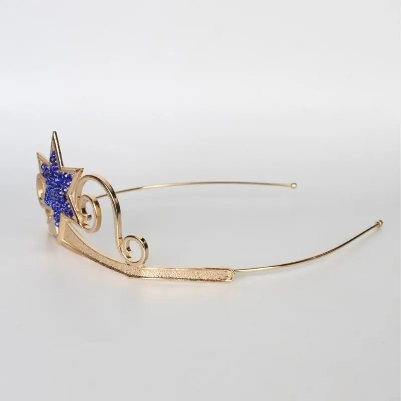 M6CD luxuriöser Kronhaar Hoop Hochleistungsgeburtstagsfeier eleganter Festzug Hexagramm Crystal Girl Hochzeit Kostüm