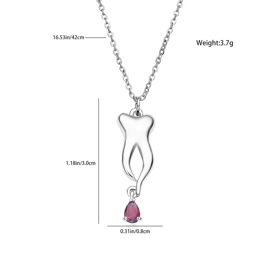 Harong Classic Tooth Pendant Exquisite Simple Luxurious Purple Natural Zirzon Teeth Necklace Dental Worker Friend Jewelry Gift